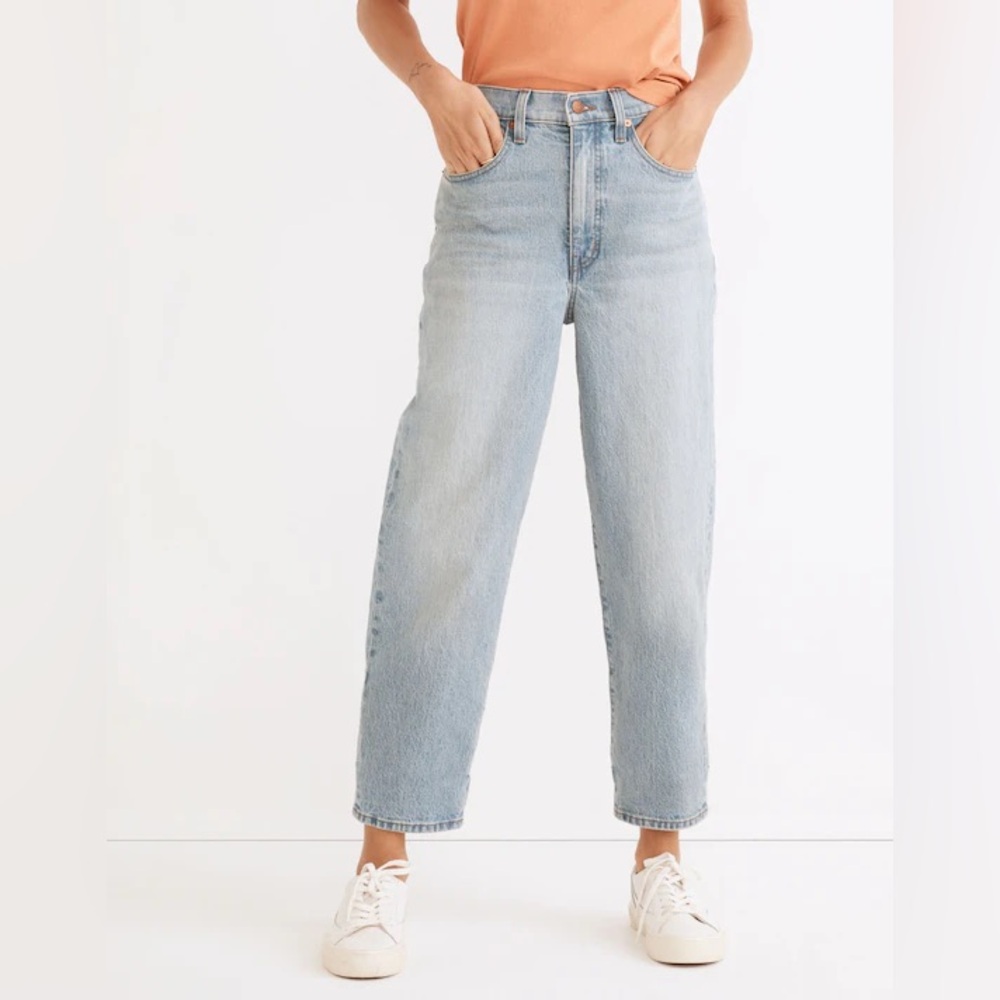 madewell light wash ballon jeans in whistler wash